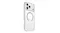 Angled rear view of OtterBox Lumen MagSafe Case featuring sleek profile and button accessibility in clear finish Angled rear view of OtterBox Lumen MagSafe Case featuring sleek profile and button accessibility in clear finish