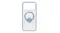 Transparent smartphone case with blue bumper edges, circular ring grip and stand centered Transparent smartphone case with blue bumper edges, circular ring grip and stand centered