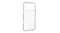 Rear angled view of a clear MagSafe-compatible phone case with transparent design and camera cutout bezel Rear angled view of a clear MagSafe-compatible phone case with transparent design and camera cutout bezel