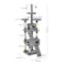 Grey 210cm cat tree dimensions diagram with platforms, condos, ramps, and sisal scratching posts Grey 210cm cat tree dimensions diagram with platforms, condos, ramps, and sisal scratching posts