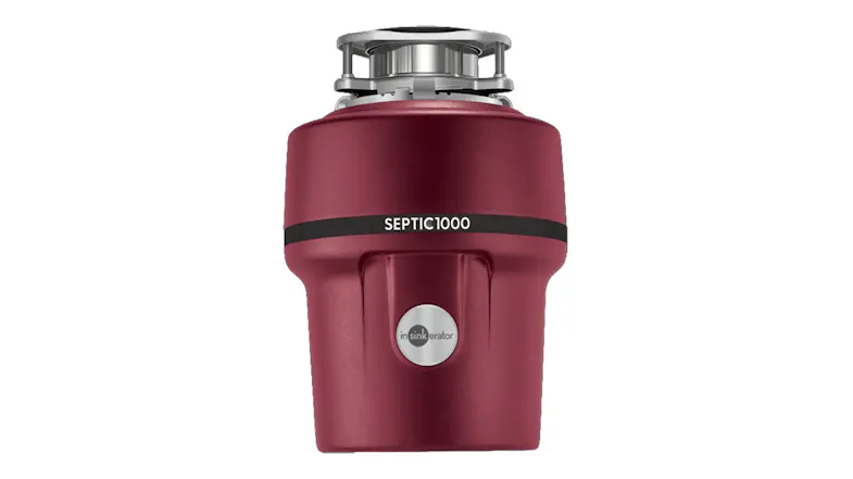 InSinkErator Under-Sink Food Waste Disposal in a vibrant burgundy colour InSinkErator Under-Sink Food Waste Disposal in a vibrant burgundy colour