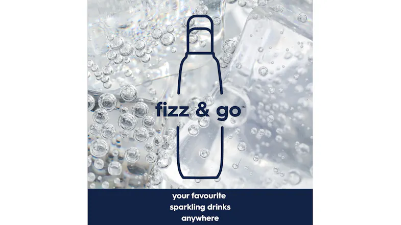 Fizz & Go sparkling drink bottle graphic over a bubbling ice background with promotional branding Fizz & Go sparkling drink bottle graphic over a bubbling ice background with promotional branding