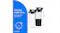 Front view of clear NutriBullet travel cups with black flip-top lids and dishwasher-safe feature graphic Front view of clear NutriBullet travel cups with black flip-top lids and dishwasher-safe feature graphic