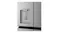 Close-up front view of a silver Haier 600 Series fridge water dispenser with an integrated control panel and spout Close-up front view of a silver Haier 600 Series fridge water dispenser with an integrated control panel and spout