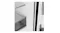 Angled interior view of a refrigerator with a digital temperature control panel and glass shelving Angled interior view of a refrigerator with a digital temperature control panel and glass shelving