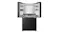 Front view of a black Haier four-door refrigerator with the upper doors open, revealing a spacious fresh food compartment Front view of a black Haier four-door refrigerator with the upper doors open, revealing a spacious fresh food compartment