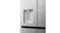 Close-up front view of a silver refrigerator water dispenser with a recessed design and brushed finish Close-up front view of a silver refrigerator water dispenser with a recessed design and brushed finish