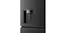 Close-up view of a black refrigerator water dispenser with touch controls on a brushed metal door panel Close-up view of a black refrigerator water dispenser with touch controls on a brushed metal door panel