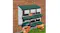 Angled view of a six-compartment PaWz Poultry Roll-Away Nesting Box with Chute, featuring an open egg tray, green roof, and chickens nearby Angled view of a six-compartment PaWz Poultry Roll-Away Nesting Box with Chute, featuring an open egg tray, green roof, and chickens nearby