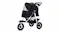 Front angled view of a black PaWz 3-Wheel Folding Pet Stroller with mesh canopy, white frame, storage basket, and large all-terrain wheels Front angled view of a black PaWz 3-Wheel Folding Pet Stroller with mesh canopy, white frame, storage basket, and large all-terrain wheels