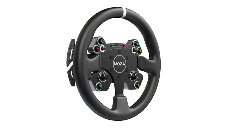 Black racing steering wheel with round leather-style grip Black racing steering wheel with round leather-style grip