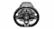 Front view of a black Thrustmaster T248 racing wheel mounted on a wheel base with an integrated display screen Front view of a black Thrustmaster T248 racing wheel mounted on a wheel base with an integrated display screen