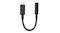 Front view of black Alogic Elements Pro USB-C to 3.5mm Audio Adapter (10cm) with braided cable and compact housing Front view of black Alogic Elements Pro USB-C to 3.5mm Audio Adapter (10cm) with braided cable and compact housing