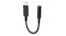 Angled view of black Alogic USB-C to 3.5mm audio adapter with braided cable Angled view of black Alogic USB-C to 3.5mm audio adapter with braided cable