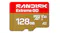 Front view of a SanDisk Extreme GO 128GB microSDXC memory card in red and gold Front view of a SanDisk Extreme GO 128GB microSDXC memory card in red and gold