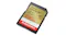 Angled view of a SanDisk Extreme GO 256GB SDXC UHS-I memory card with a gold label and black casing Angled view of a SanDisk Extreme GO 256GB SDXC UHS-I memory card with a gold label and black casing