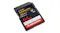 Front angled view of a SanDisk Extreme PRO 64GB SDXC UHS-I memory card with a black casing and red label Front angled view of a SanDisk Extreme PRO 64GB SDXC UHS-I memory card with a black casing and red label