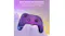 Purple gaming controller infographic angled to the right, surrounded by blue glowing arrows indicating motion controls Purple gaming controller infographic angled to the right, surrounded by blue glowing arrows indicating motion controls