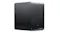 Angled view of a black TCL wireless subwoofer with rounded corners and an open-bottom port enclosure design Angled view of a black TCL wireless subwoofer with rounded corners and an open-bottom port enclosure design