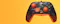 Front view of a camouflage-patterned Turtle Beach wired Xbox controller with bright orange accents, set against a solid orange background Front view of a camouflage-patterned Turtle Beach wired Xbox controller with bright orange accents, set against a solid orange background