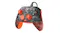 Wired Xbox gaming controller showcasing an orange and grey camouflage faceplate, bright orange accents, and a black cable Wired Xbox gaming controller showcasing an orange and grey camouflage faceplate, bright orange accents, and a black cable