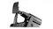 Black MOZA Racing mBooster active pedal shown from a front-side angle with textured pedal face and cylindrical actuator Black MOZA Racing mBooster active pedal shown from a front-side angle with textured pedal face and cylindrical actuator