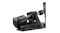 Disassembled view of the black MOZA Racing mBooster pedal showing its exposed cylindrical motor and internal shaft Disassembled view of the black MOZA Racing mBooster pedal showing its exposed cylindrical motor and internal shaft