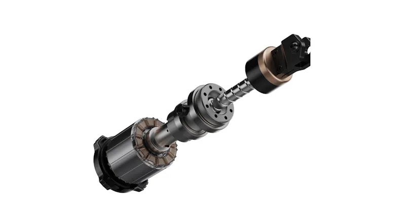 Close-up view of the MOZA Racing mBooster actuator showing its exposed motor, shaft and internal components Close-up view of the MOZA Racing mBooster actuator showing its exposed motor, shaft and internal components