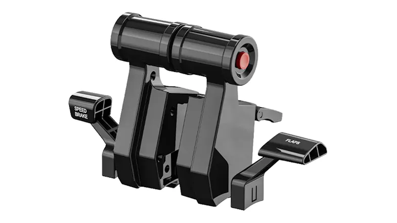 Black TQA throttle module assembly with speed brake pedals and flap lever Black TQA throttle module assembly with speed brake pedals and flap lever