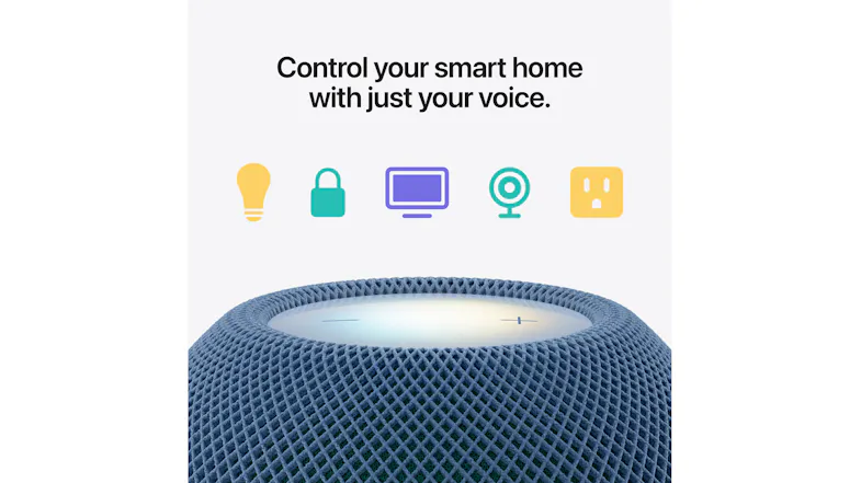 Close-up view of the Apple HomePod speaker showcasing touch panel and smart icons Close-up view of the Apple HomePod speaker showcasing touch panel and smart icons