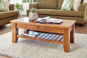Ferngrove Coffee Table with Rack and Drawer