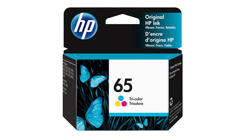 An image of the HP 65 Ink Cartridge box in tri-colour An image of the HP 65 Ink Cartridge box in tri-colour