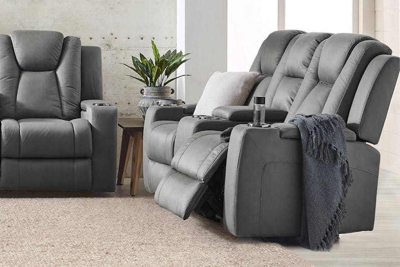 White Haven 2 Seater Fabric Electric Recliner Sofa