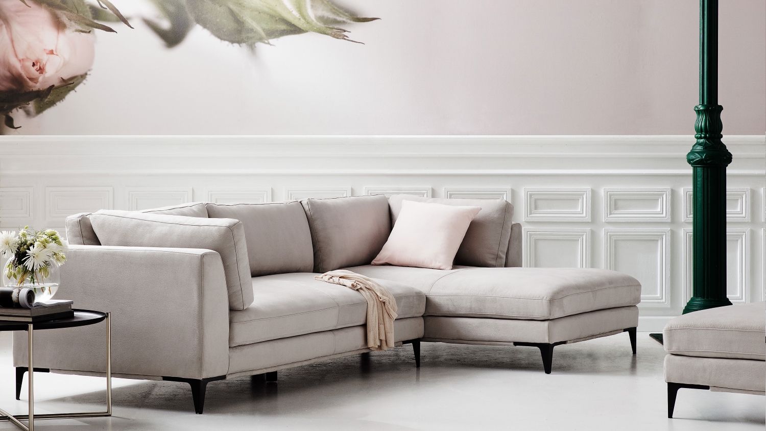 Alara 3 Seater Fabric Sofa with Chaise Domayne