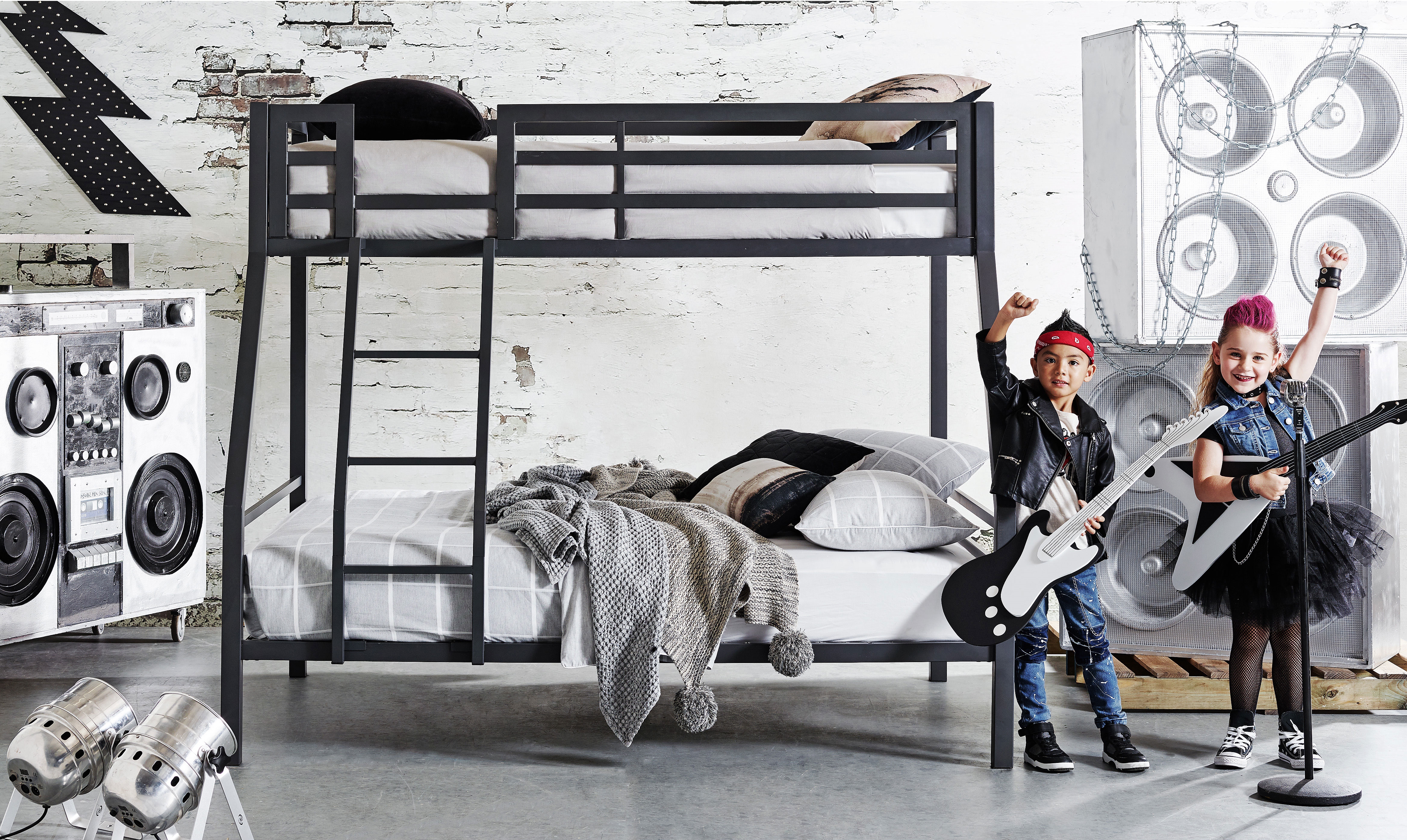 Quad Trio Bunk Bed Charcoal Domayne