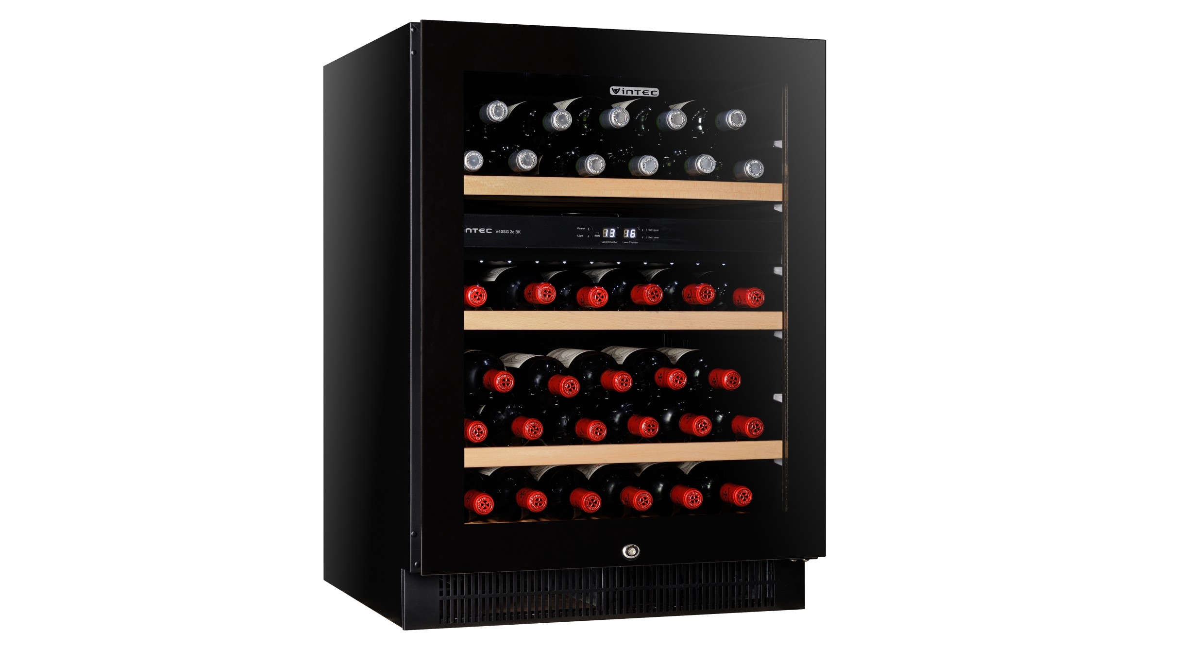 Vintec V40SG2EBK 40 Bottle Dual Zone Wine Fridge Domayne
