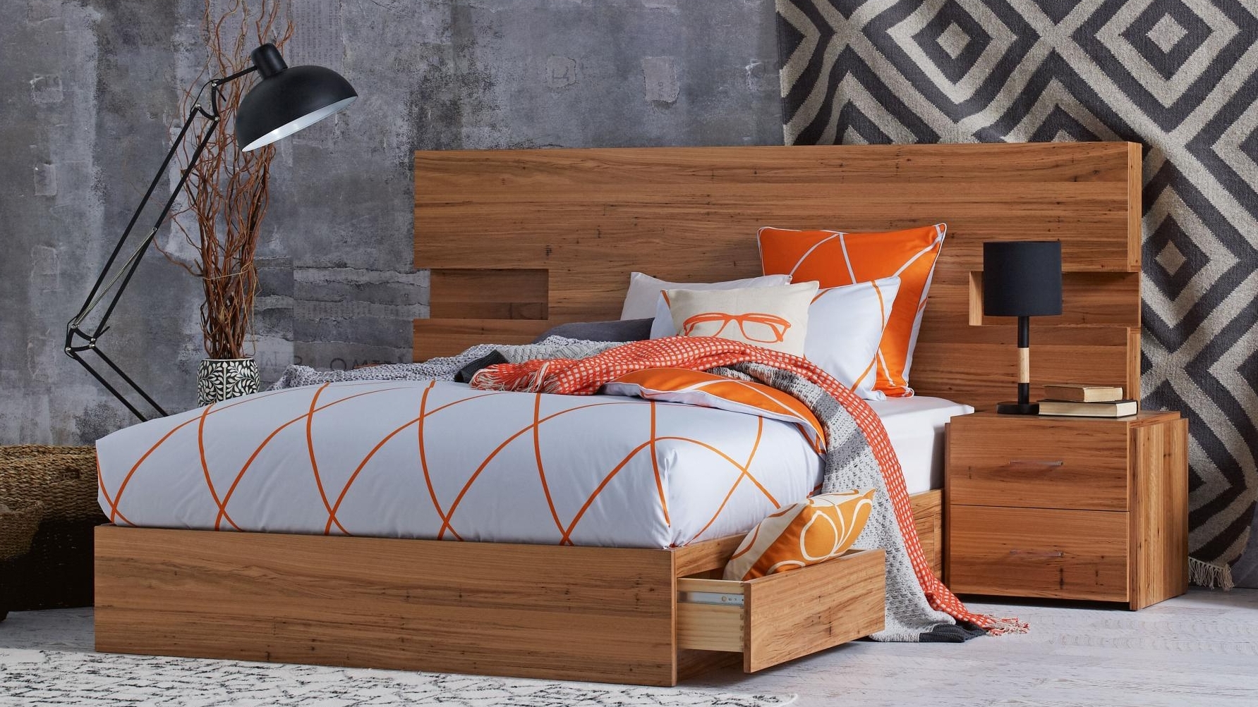 Amelie Queen Short Bedhead with LED Downlights Domayne