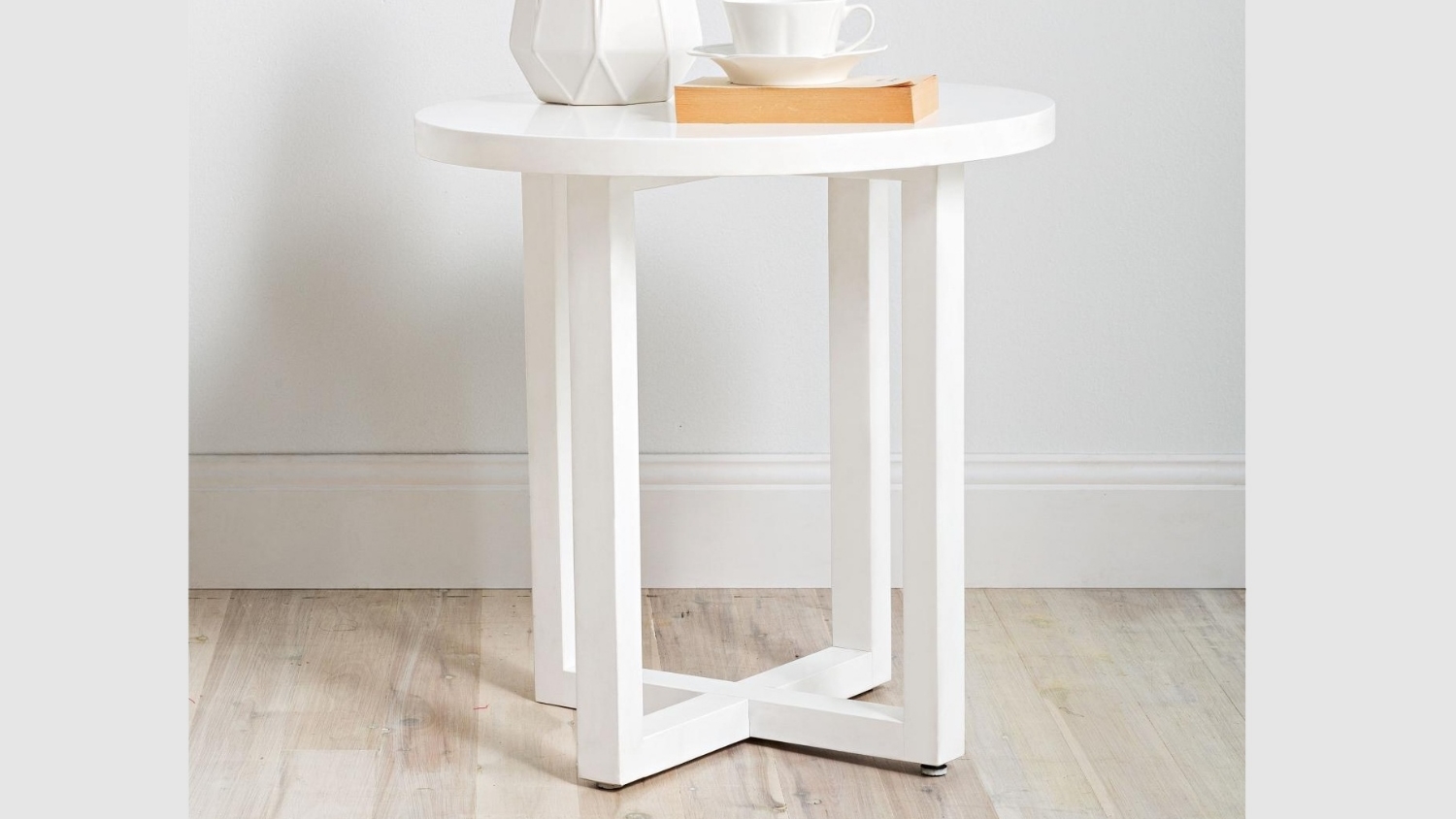 Criss Cross Round Bedside Table Domayne