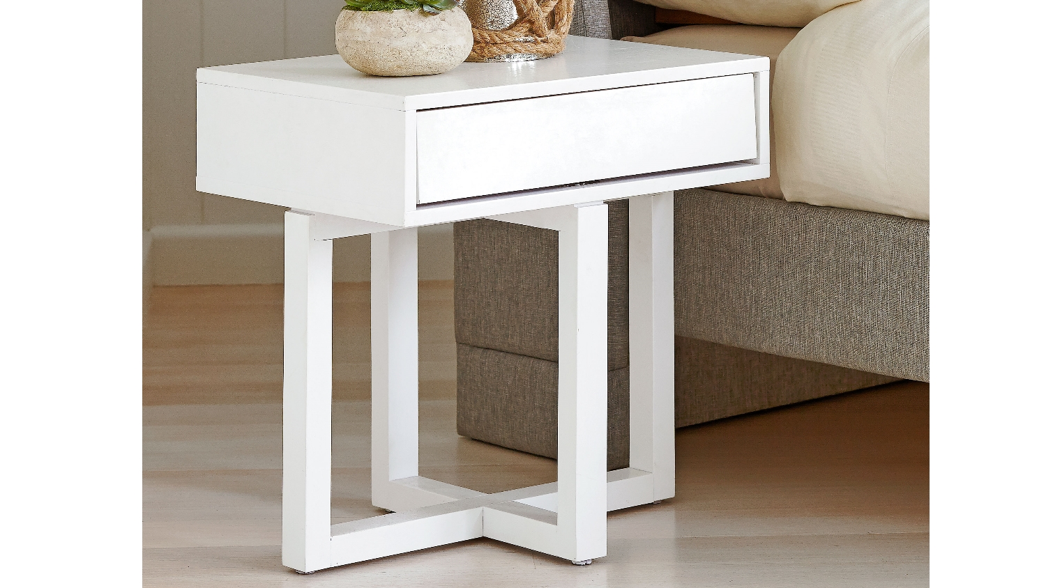 Criss Cross Square Bedside Table Domayne