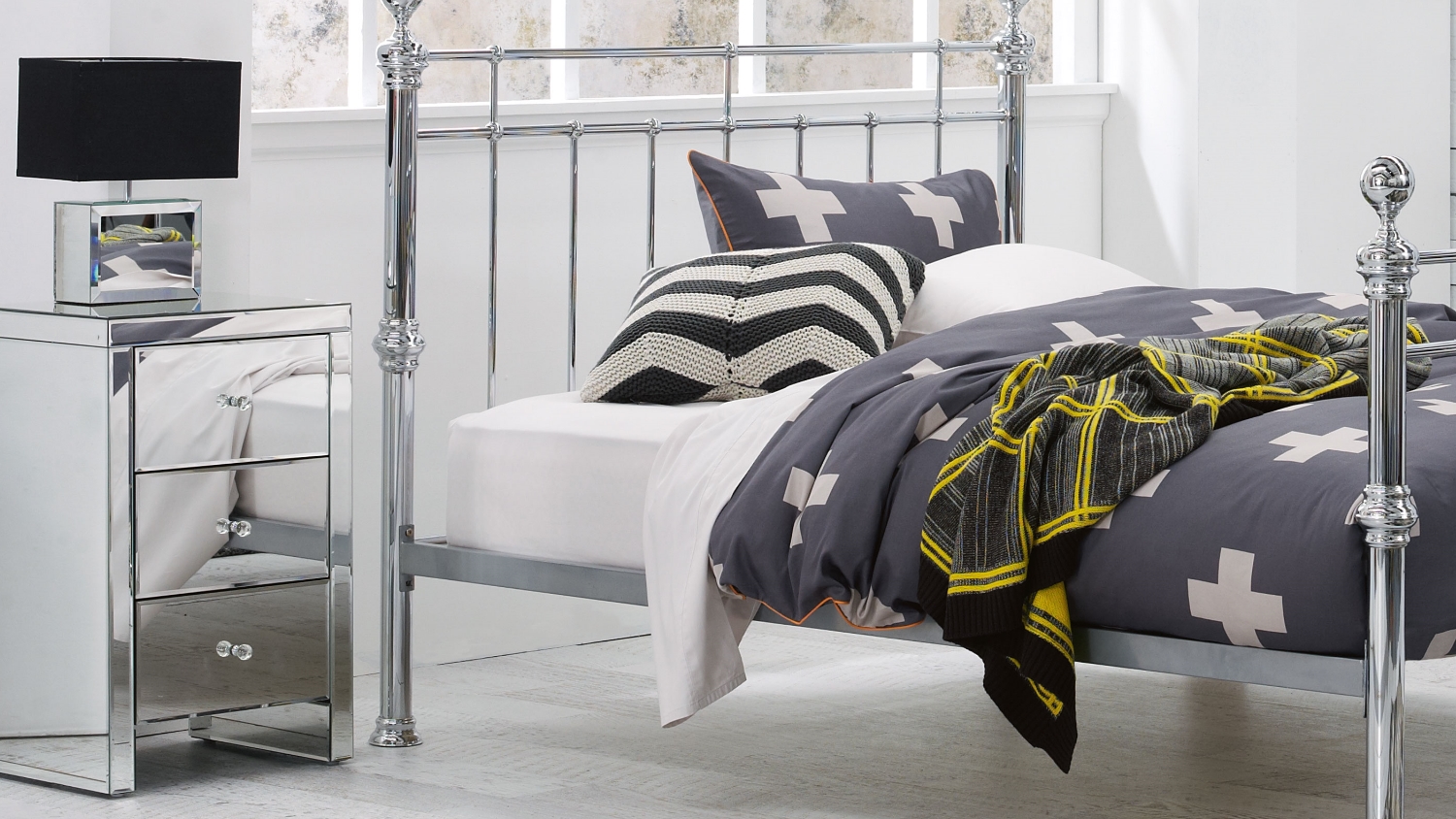 Monaco 3 Drawer Mirrored Bedside Table Domayne