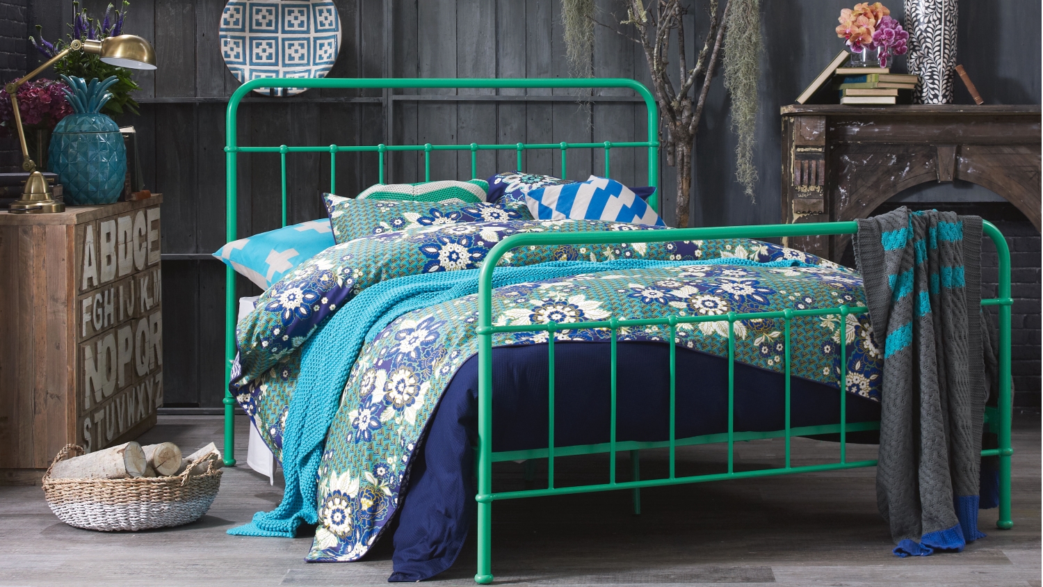 Sunday Bed Frame Emerald Green Domayne