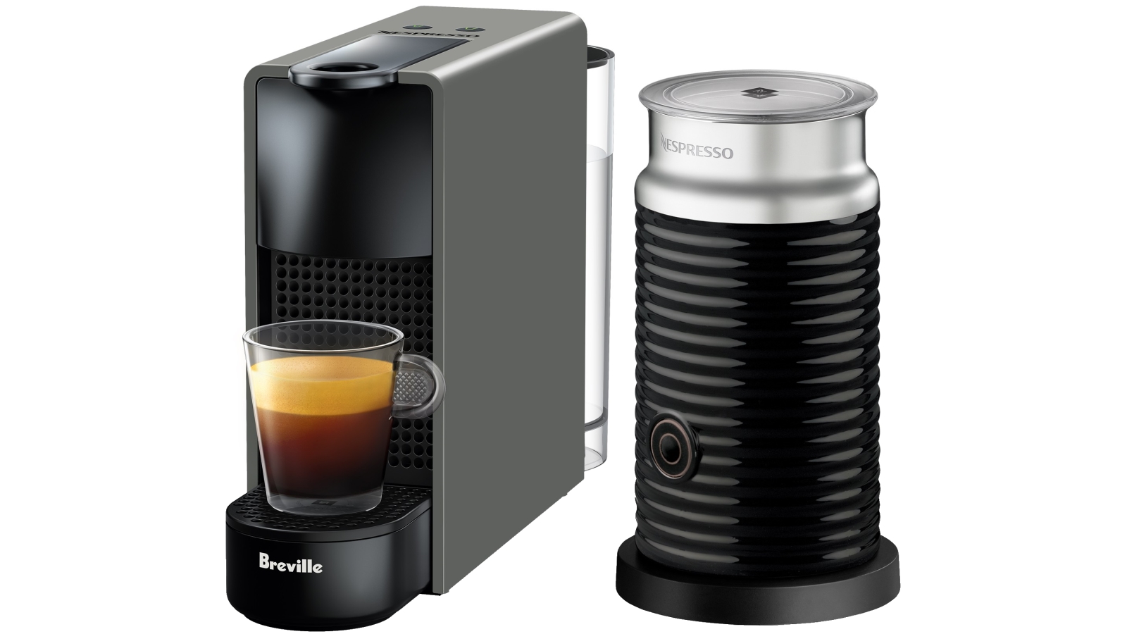Nespresso Essenza Mini Capsule Coffee Machine with Milk Frother Intense Grey Domayne