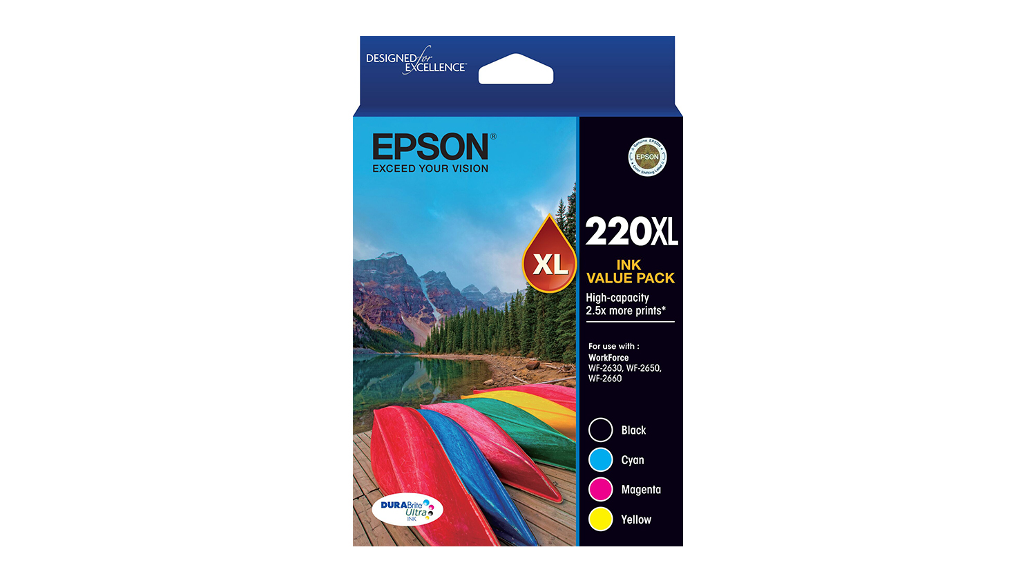 Epson 220XL High Capacity DURABrite Ultra Ink Cartridge - Value Pack