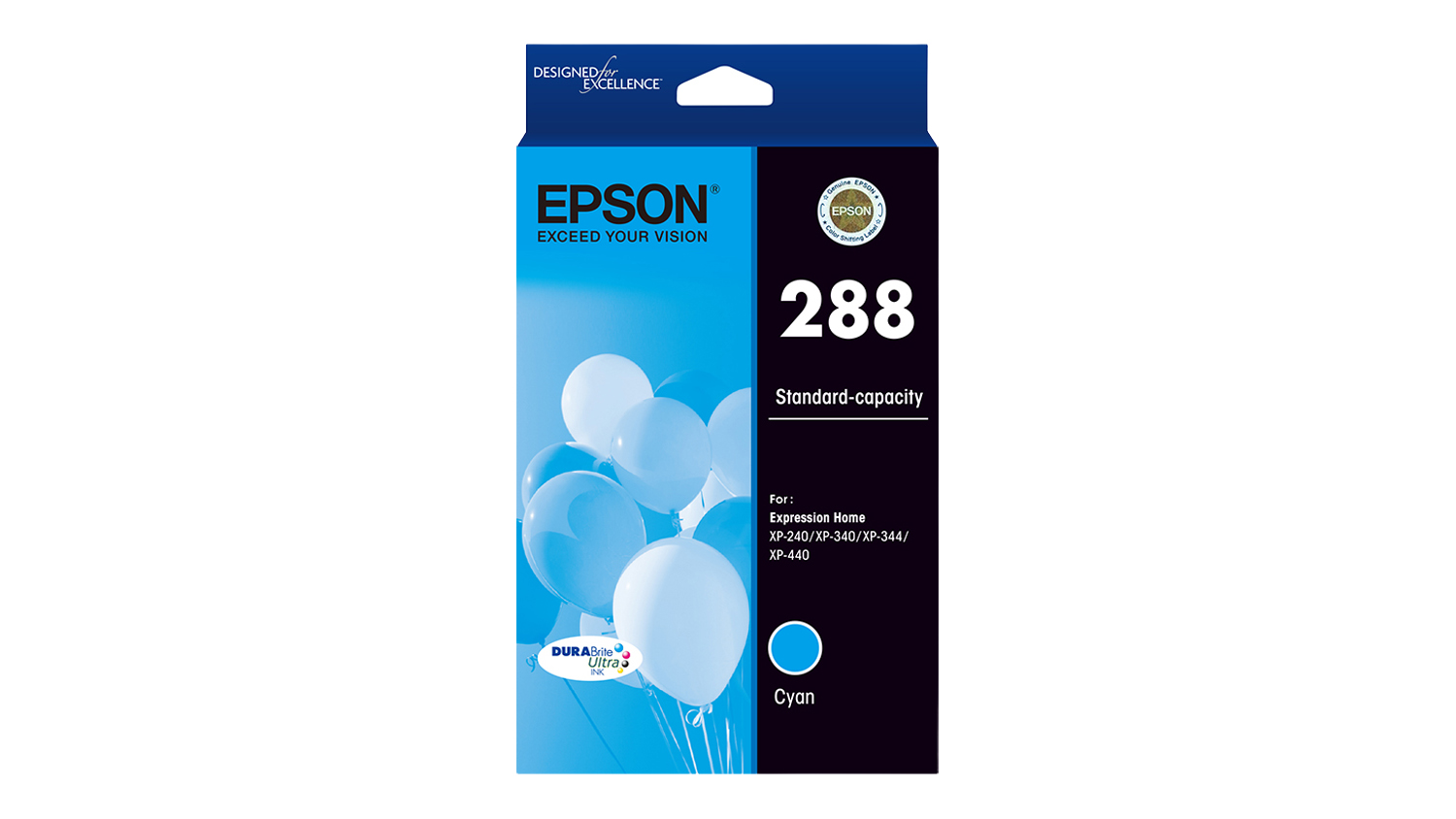 Retail box of the Epson 288 Ink Cartridge in Cyan colour