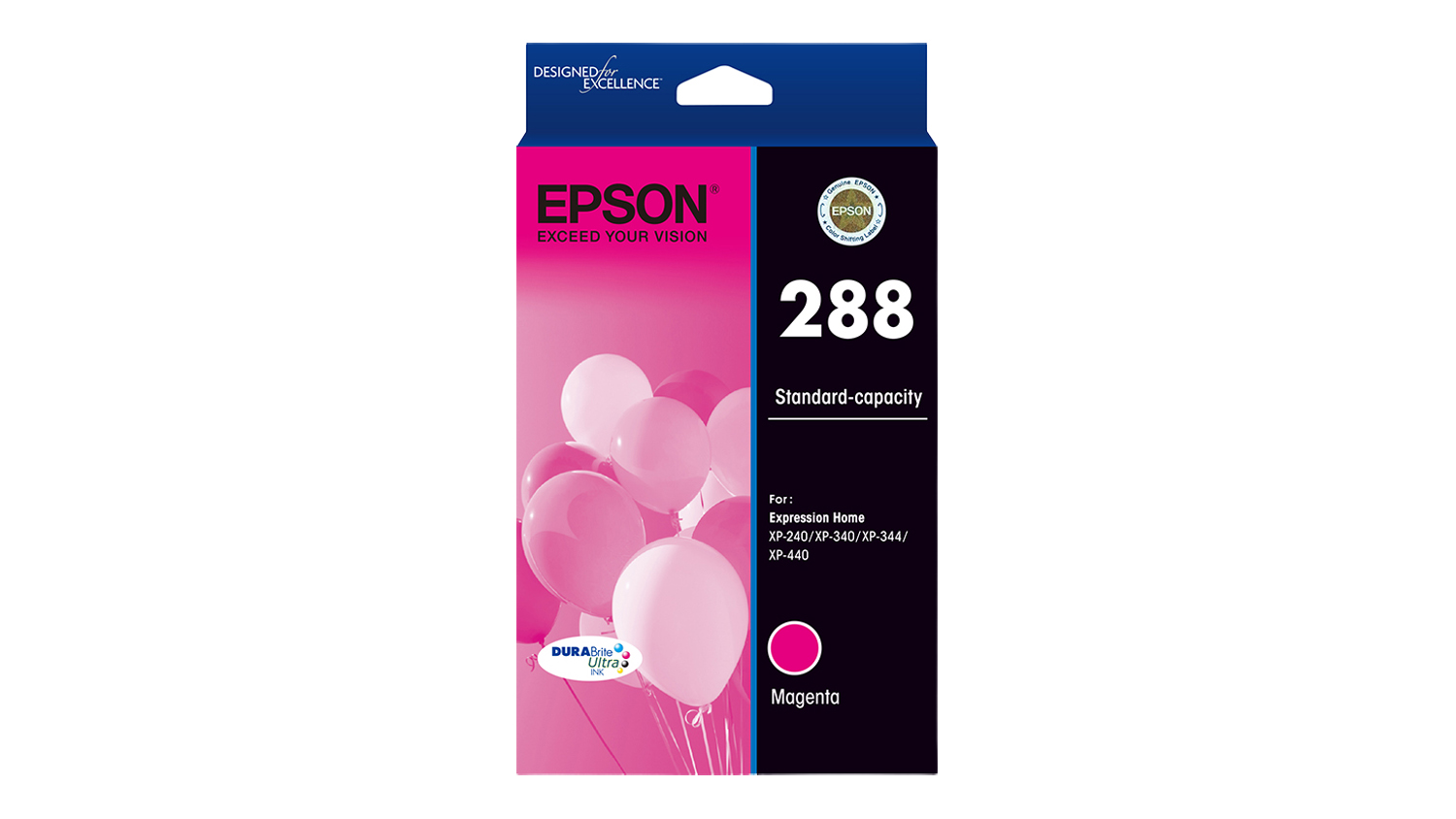 Retail box of the Epson 288 Ink Cartridge in Magenta colour