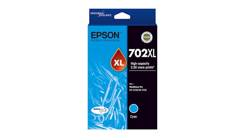 Epson 702XL High Capacity DURABrite Ultra Ink Cartridge - Cyan