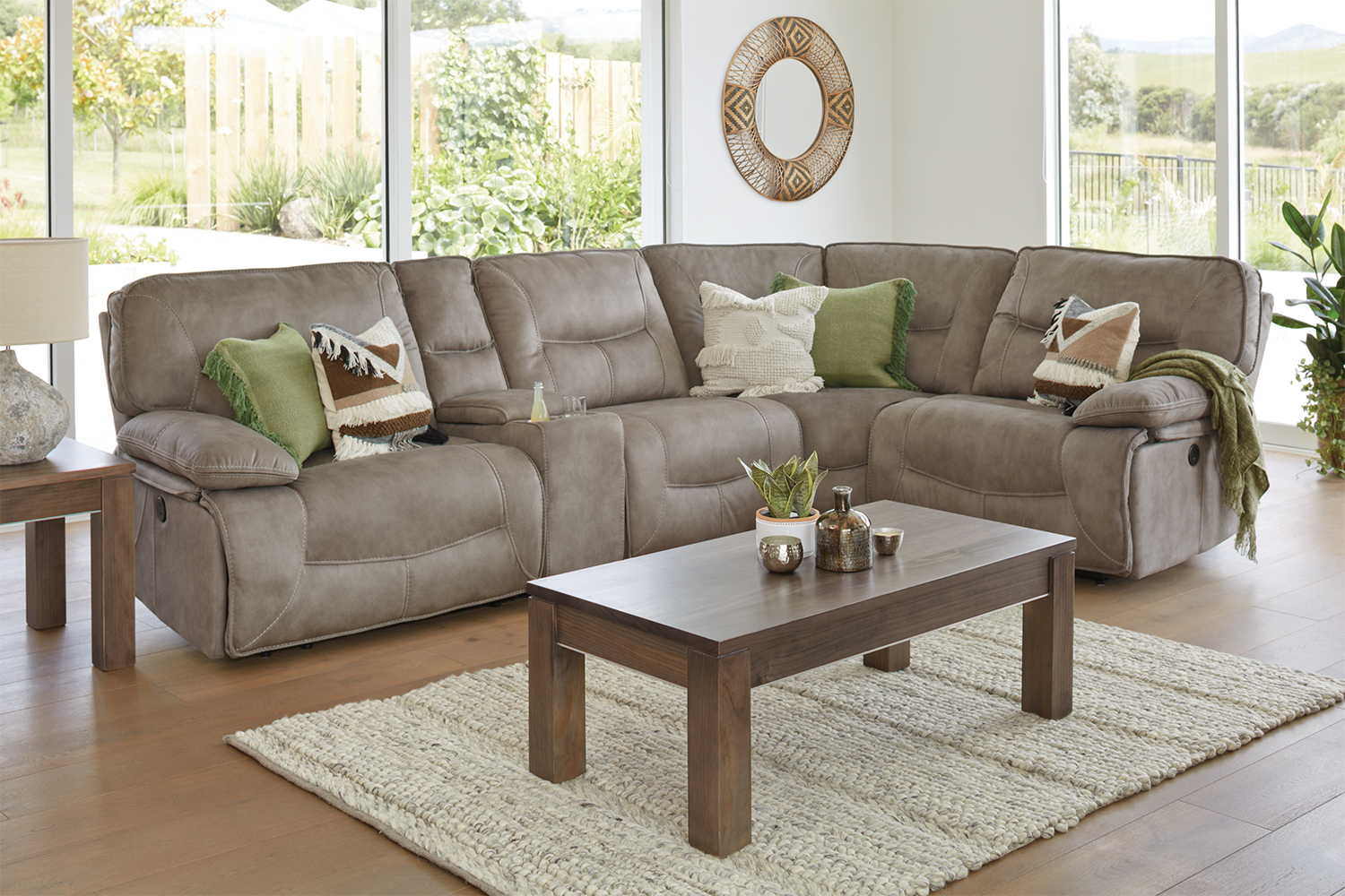 Calgary 4 Seater Fabric Corner Lounge Suite Harvey Norman New
