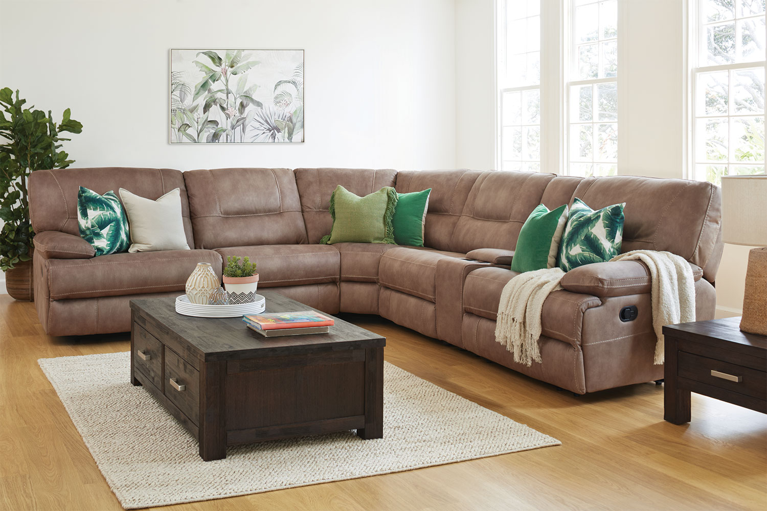 Dorset 5 Seater Fabric Corner Recliner Lounge Suite Harvey