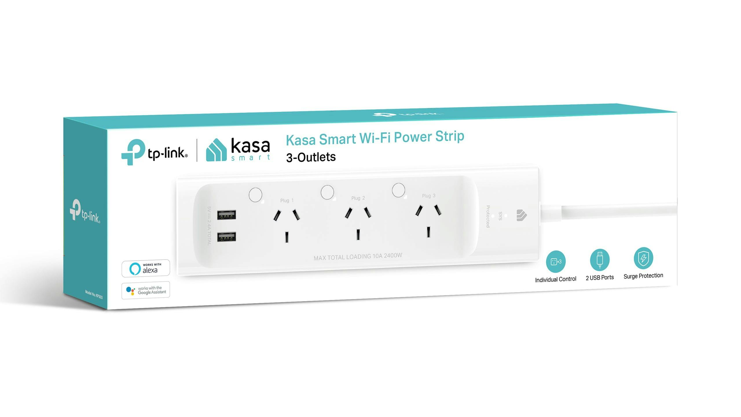 TP-Link Kasa Smart Wi-Fi Power Strip - 3-Outlets