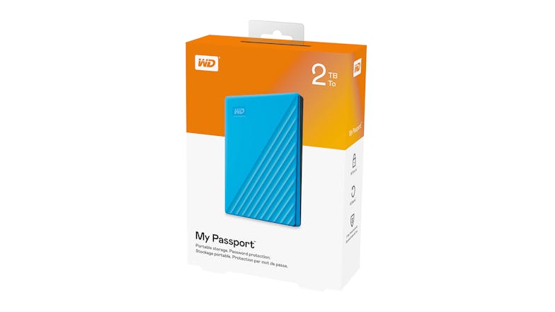 WD My Passport USB 3.0 External Hard Drive 2TB - Blue